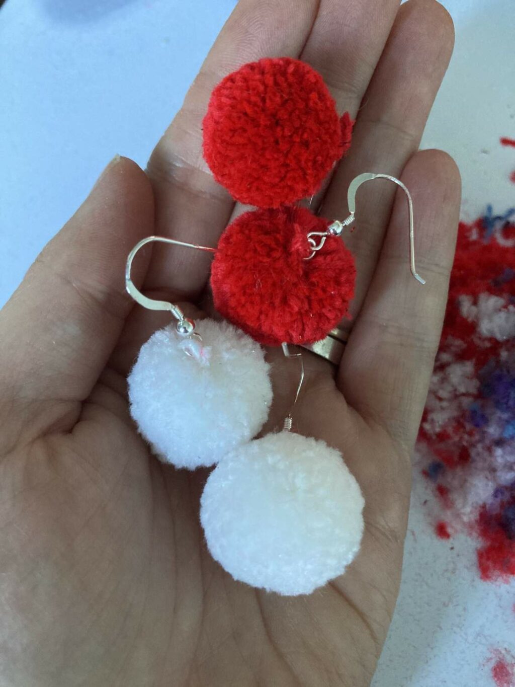 Tiny Small Pom Pom Earrings