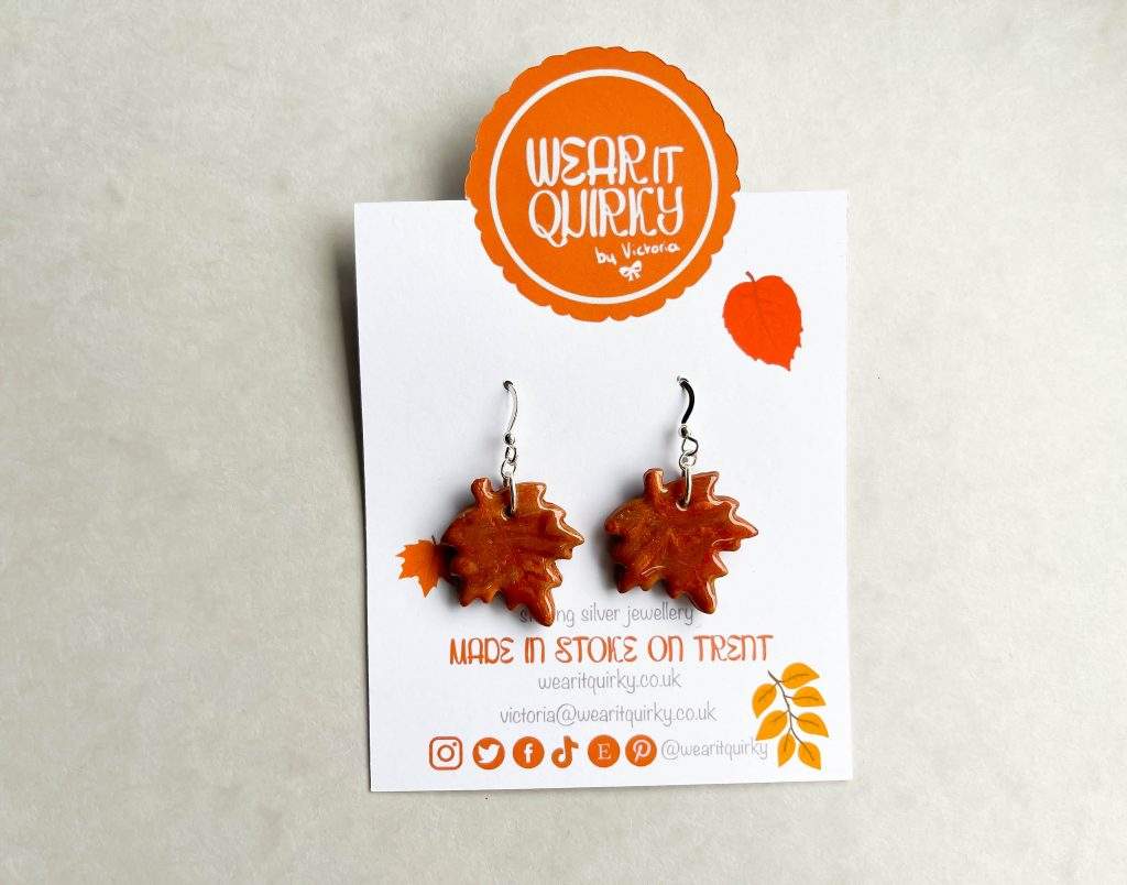 Large Clay Leaf Dangle Earrings