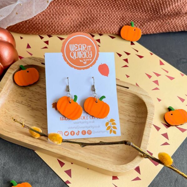 Cute Wooden Pumpkin Dangle Earrings