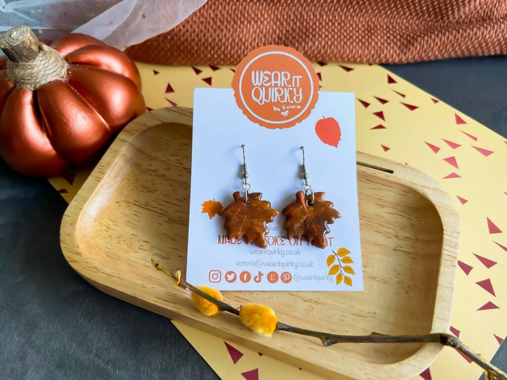 Large Clay Leaf Dangle Earrings