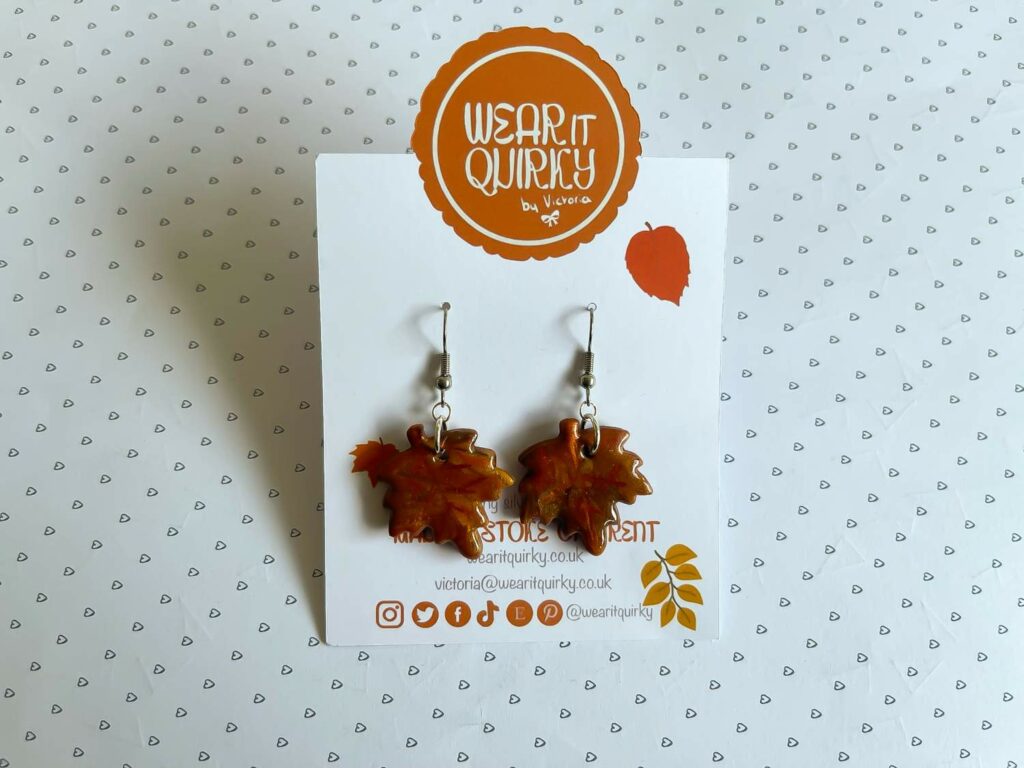 Large Clay Leaf Dangle Earrings