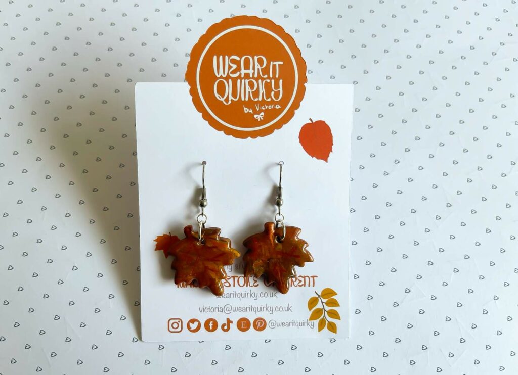 Large Clay Leaf Dangle Earrings