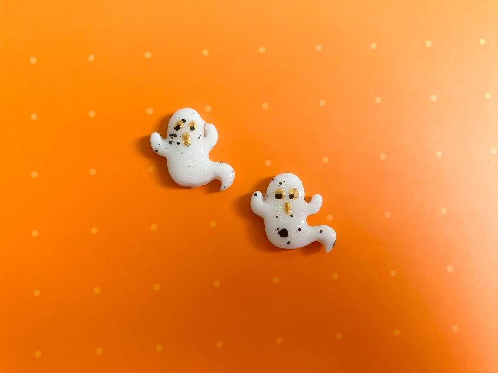 White and Gold Ghost Studs