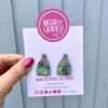 Bottle Kiln in Sage Floral Stud Earrings