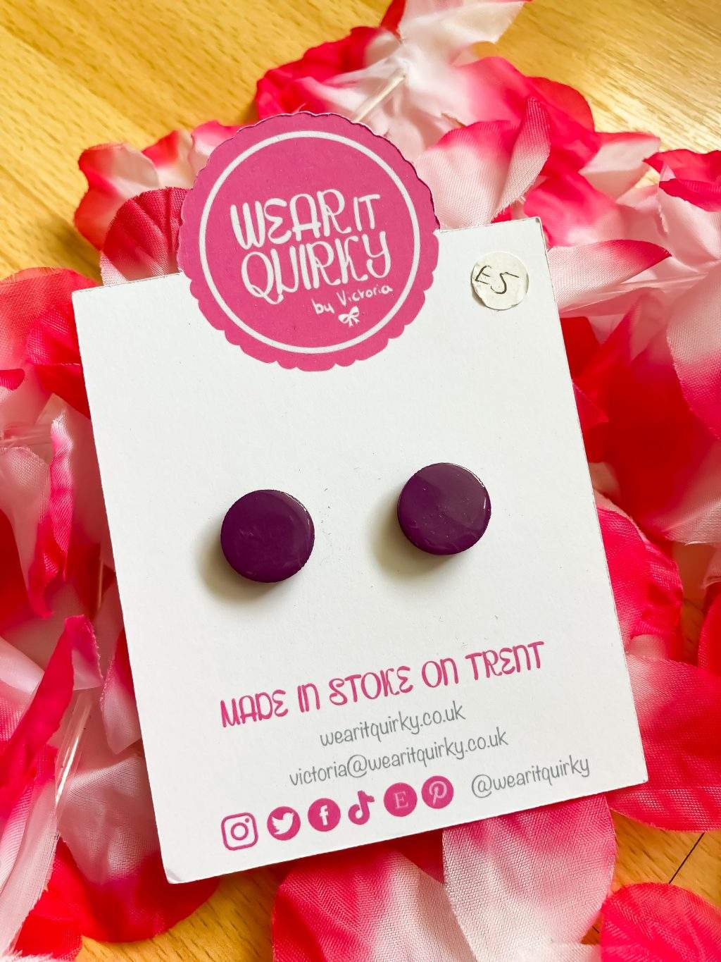 Purple Stud Earrings by Wear it Quirky