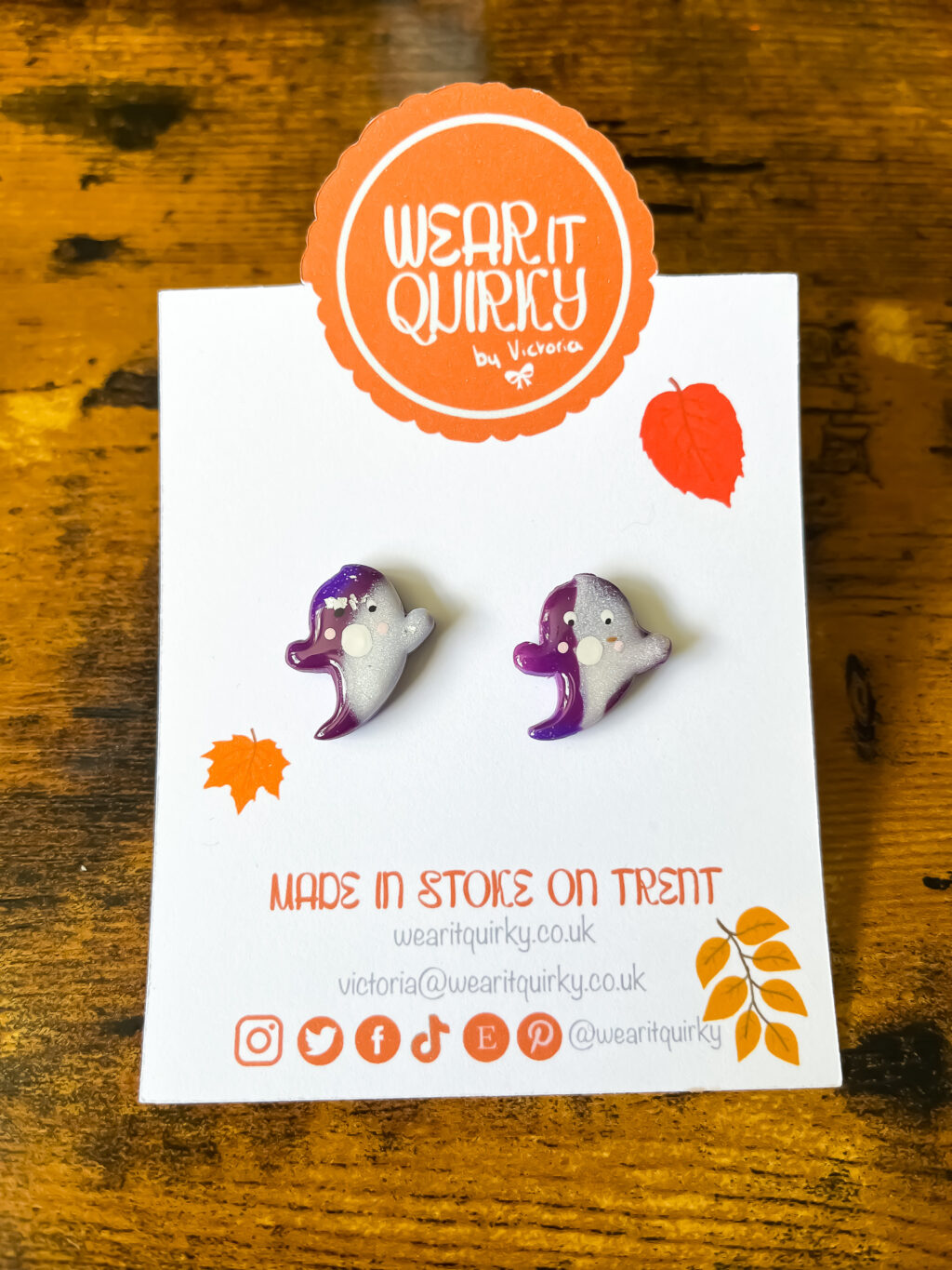 Purple Ghost Stud Earrings