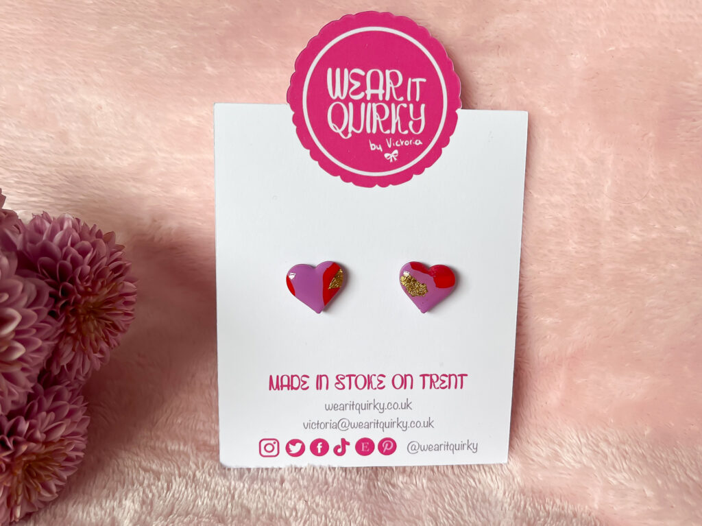 Purple and Red Heart Sud Earrings