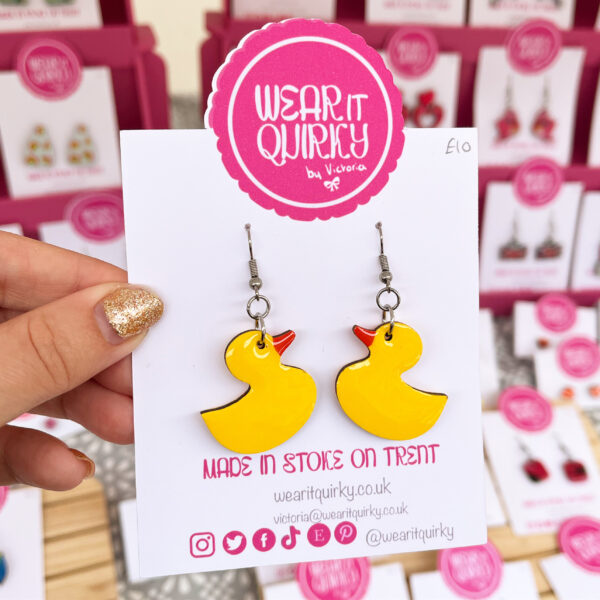 Large Yellow Duck Earrings