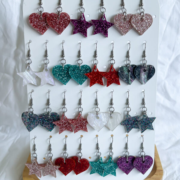 Stars & Hearts Acrylic Dangle Earrings