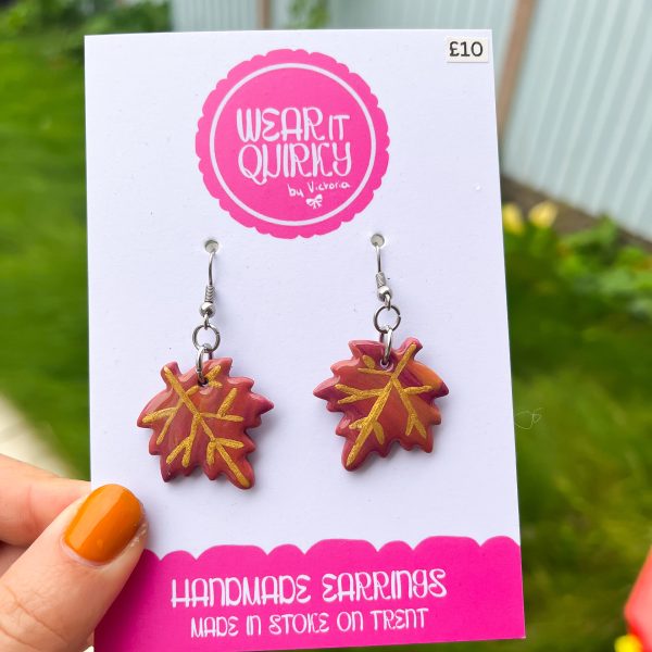 Gold Maple Leaf Dangle Earrings