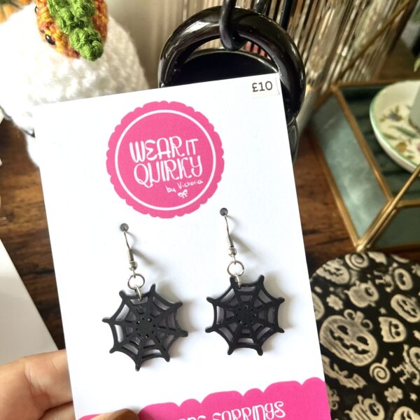 Black Spider Web Earrings
