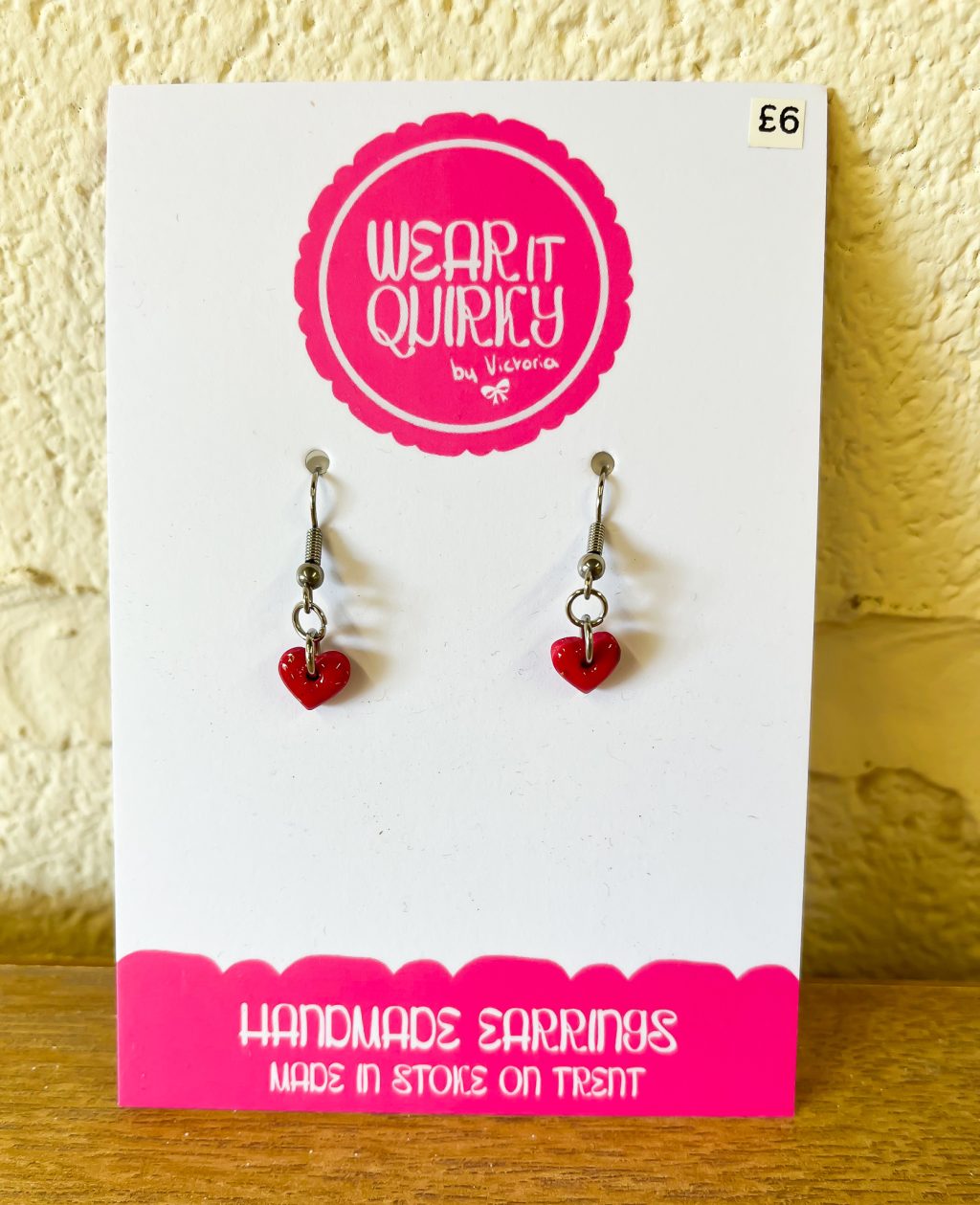 Micro Red Heart Dangle Earrings