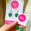 Leopard Print Monstera Leaf Dangle Earrings