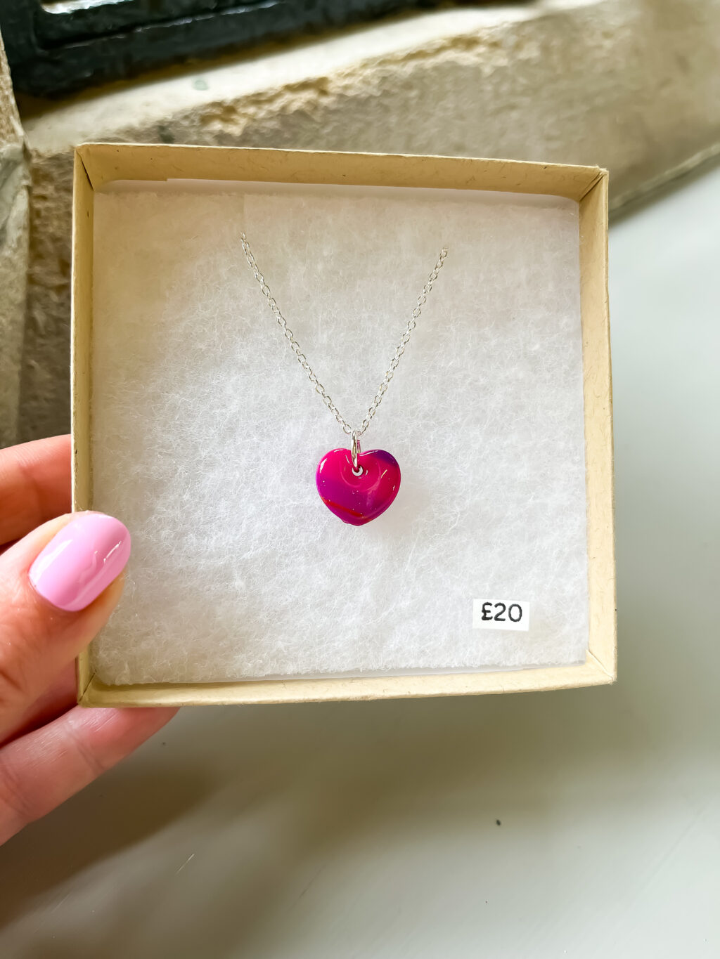 Pink Dainty Heart Necklace