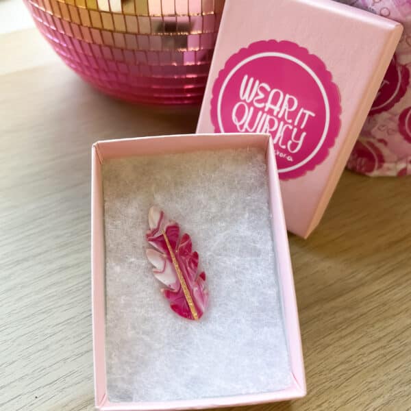 Pink Flamingo Feather Brooch