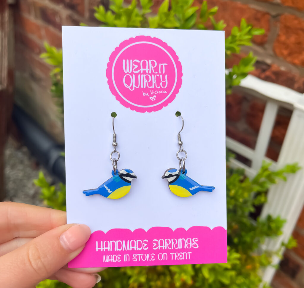 Blue Tit Dangle Earrings