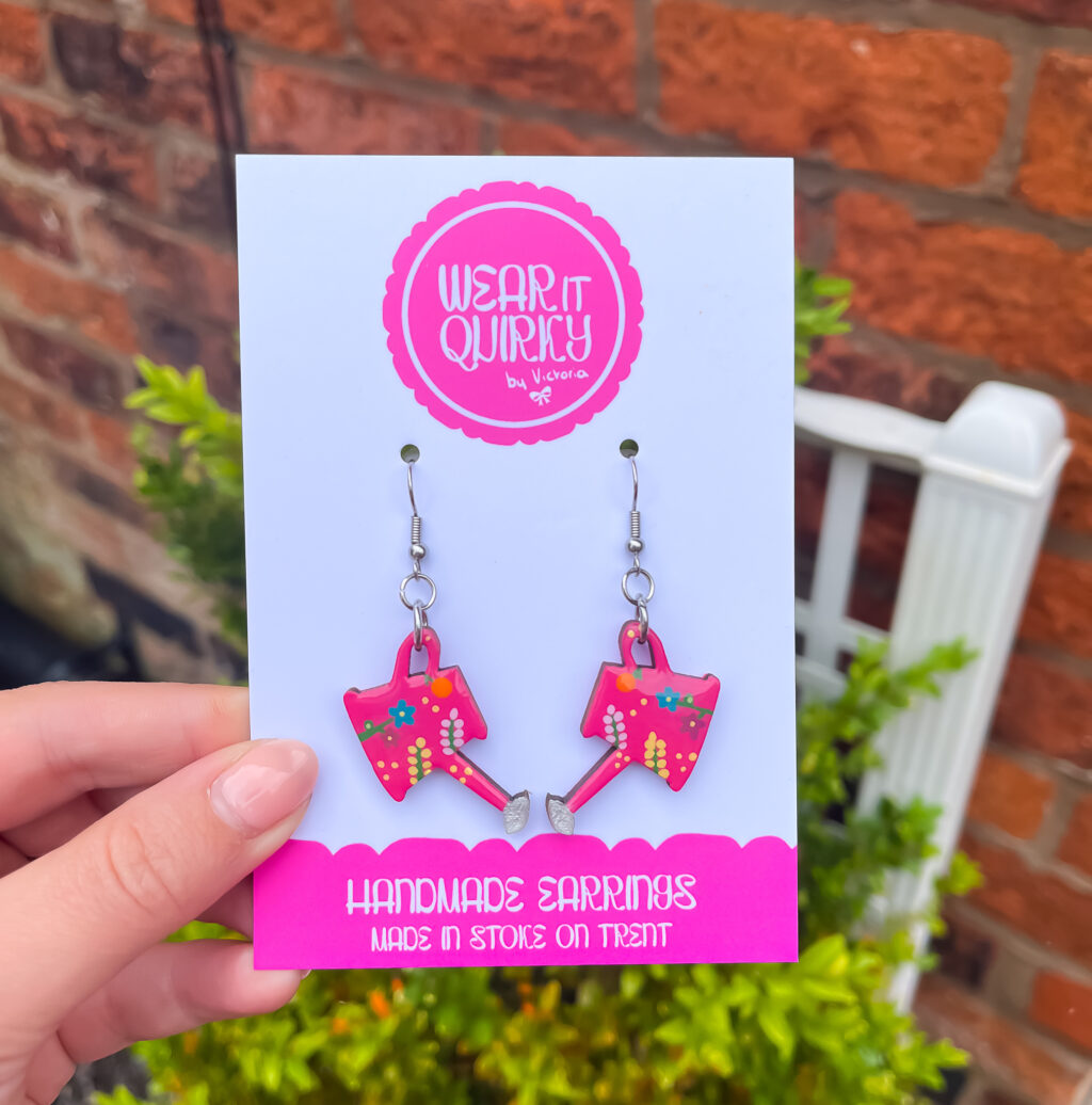 Hot Pink Watering Can Earrings