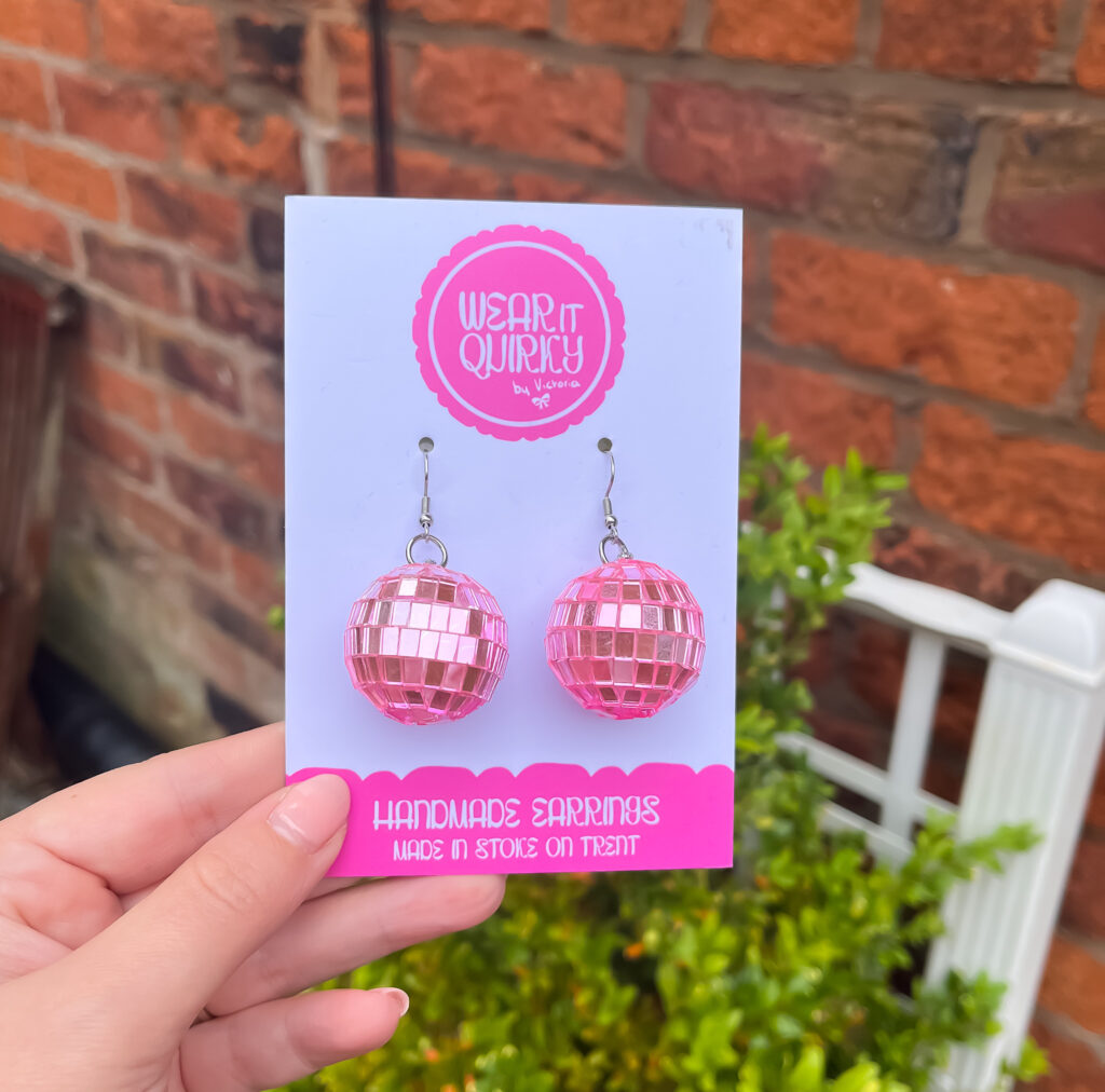 Pink Disco Ball Earrings