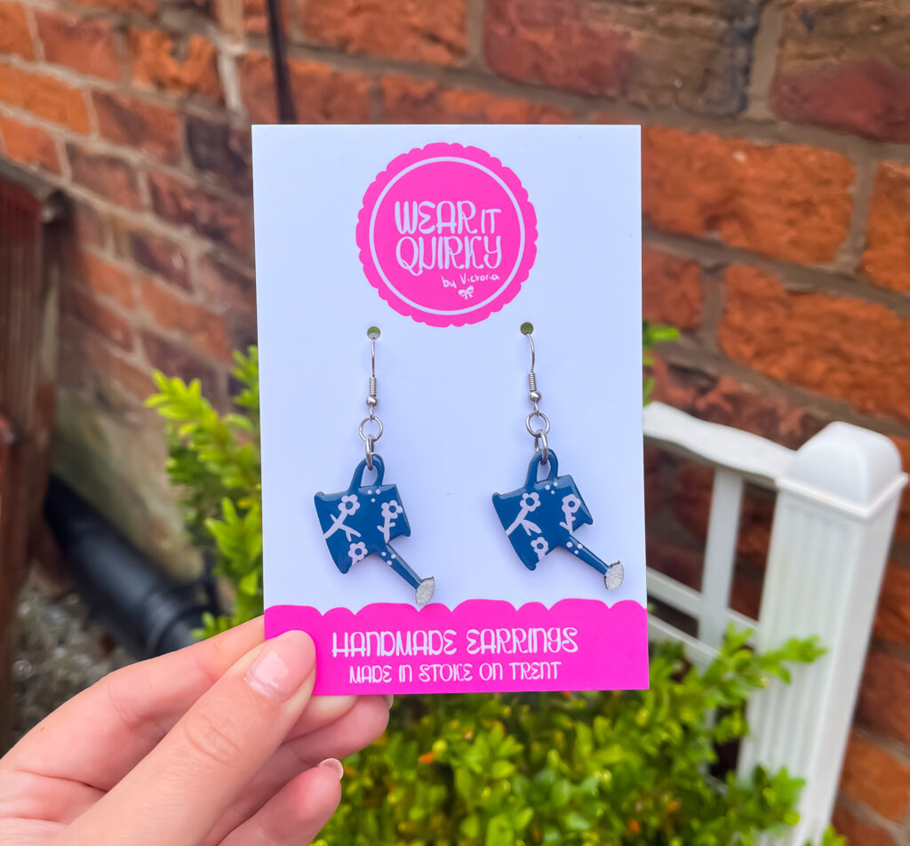 Dark Blue Watering Can Earrings