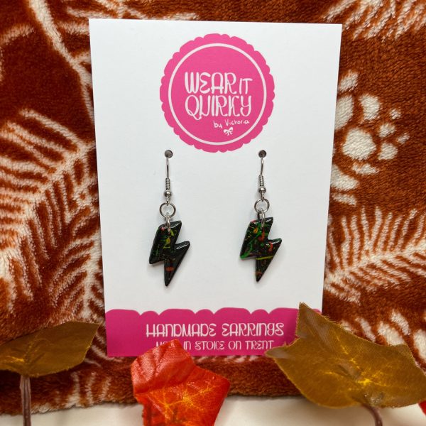 Black Bolt Dangle Earrings