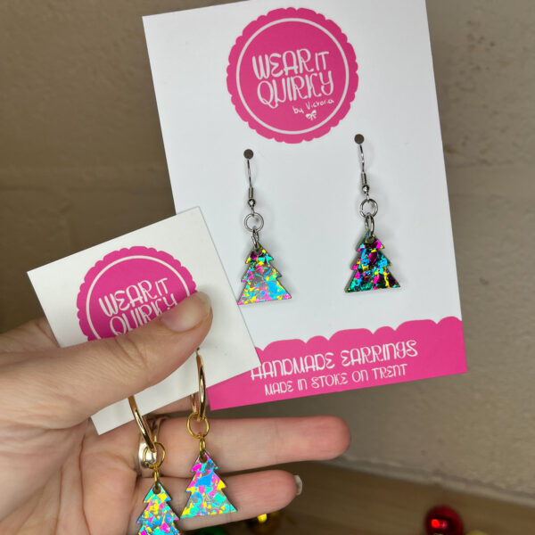 Confetti Christmas Tree Dangle Earrings