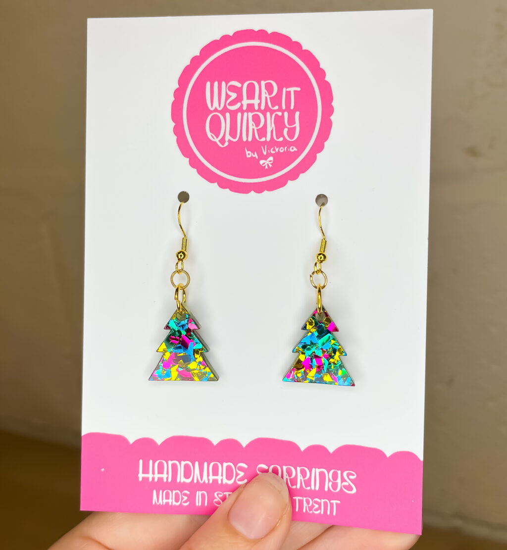 Confetti Christmas Tree Dangle Earrings