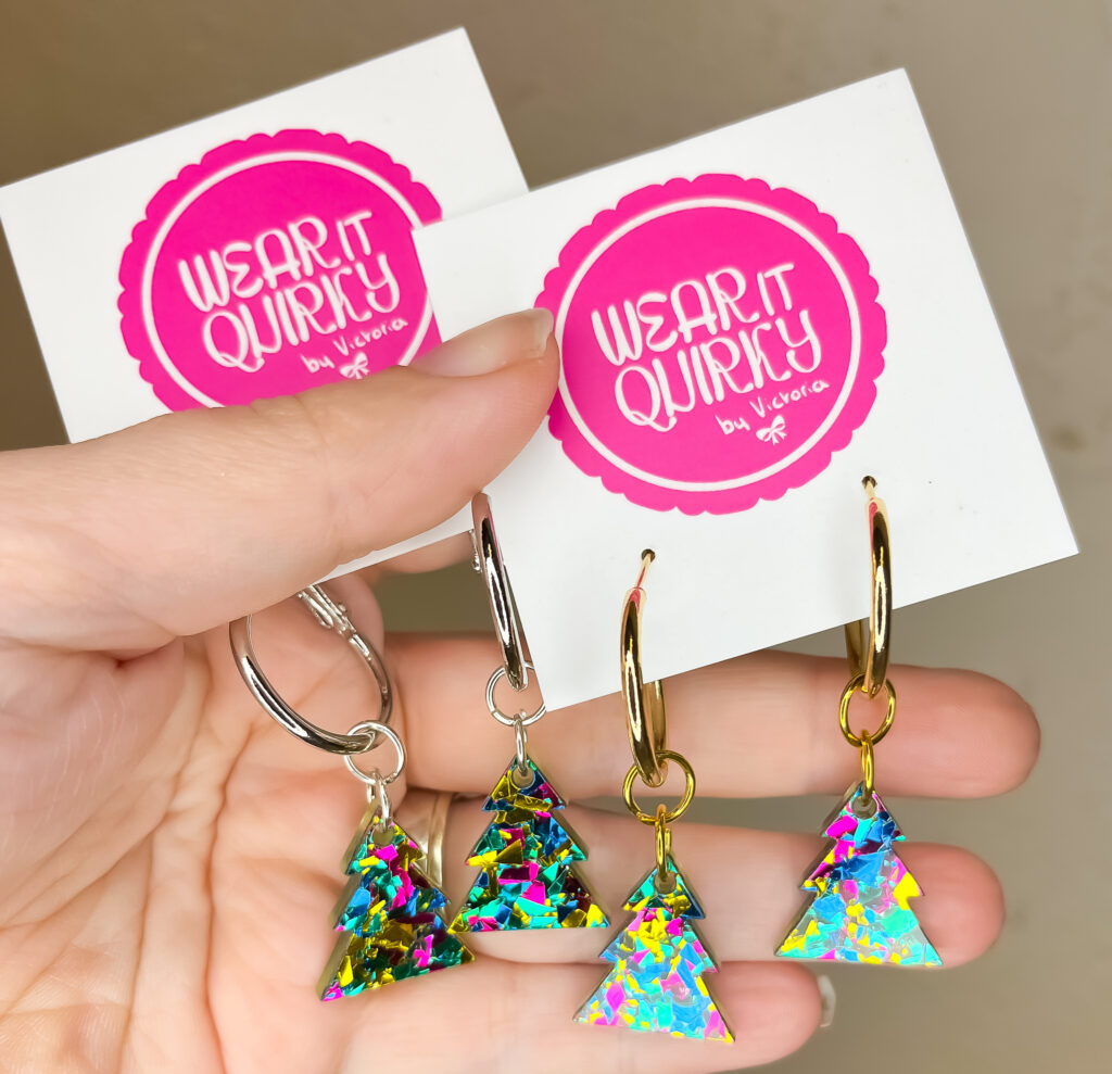 Confetti Christmas Tree Dangle Earrings