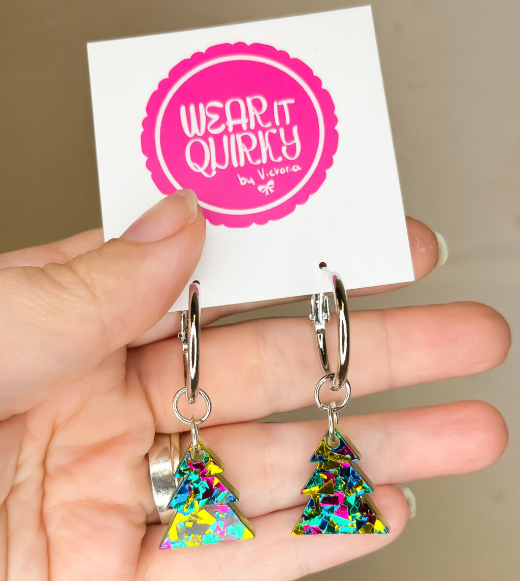 Confetti Christmas Tree Dangle Earrings