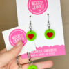 Green and Red Heart Dangle Earrings