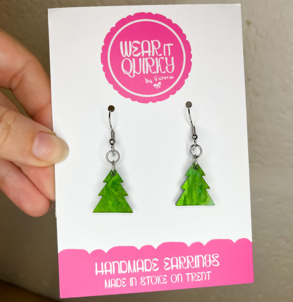 Glitter Christmas Tree Dangle Earrings