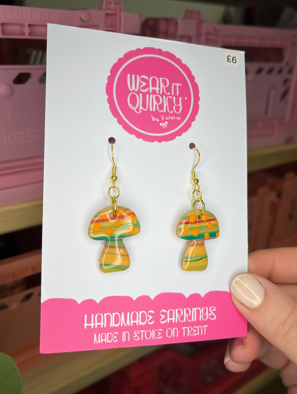 Stripey Mushroom Dangle Earrings