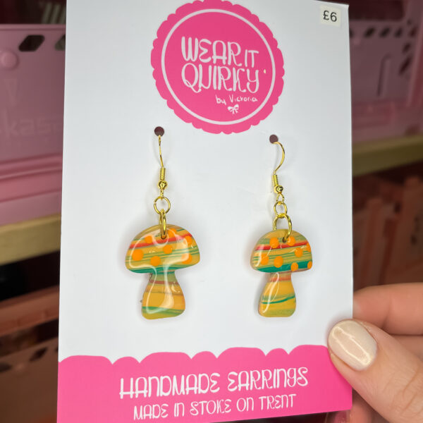 Stripey Mushroom Dangle Earrings