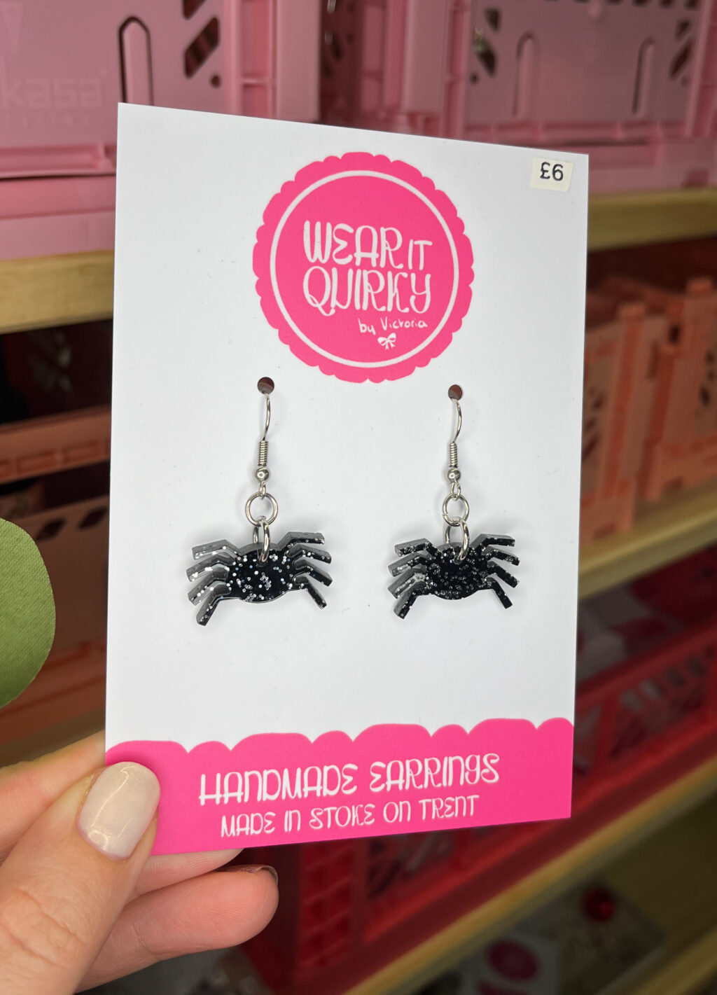 Black Spider Charm Dangle Earrings