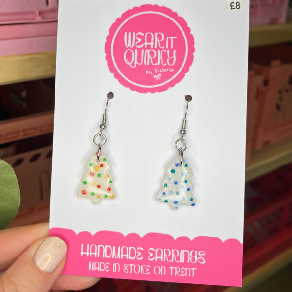 Mismatch Spotty Christmas Tree Dangle Earrings