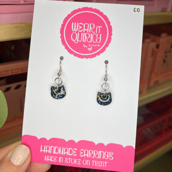 Black Cat Dangle Earrings