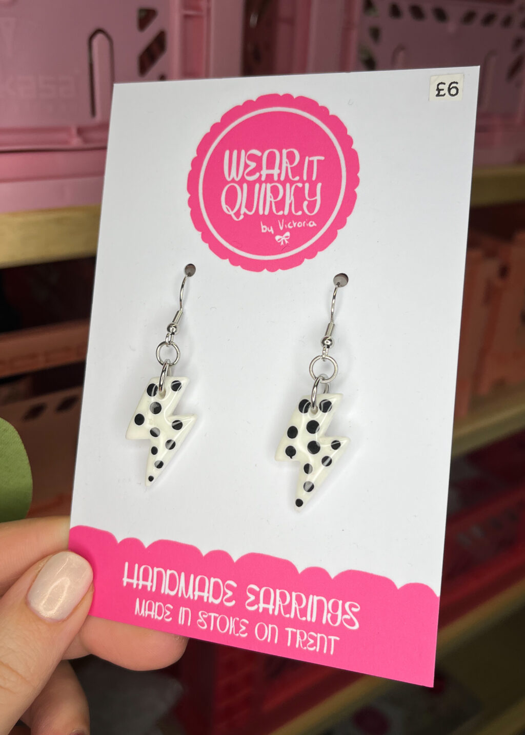 Spotty Lightning Bolt Dangle Earrings