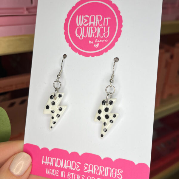 Spotty Lightning Bolt Dangle Earrings