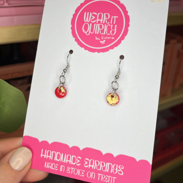 Red Gold Circle Dangle Earrings