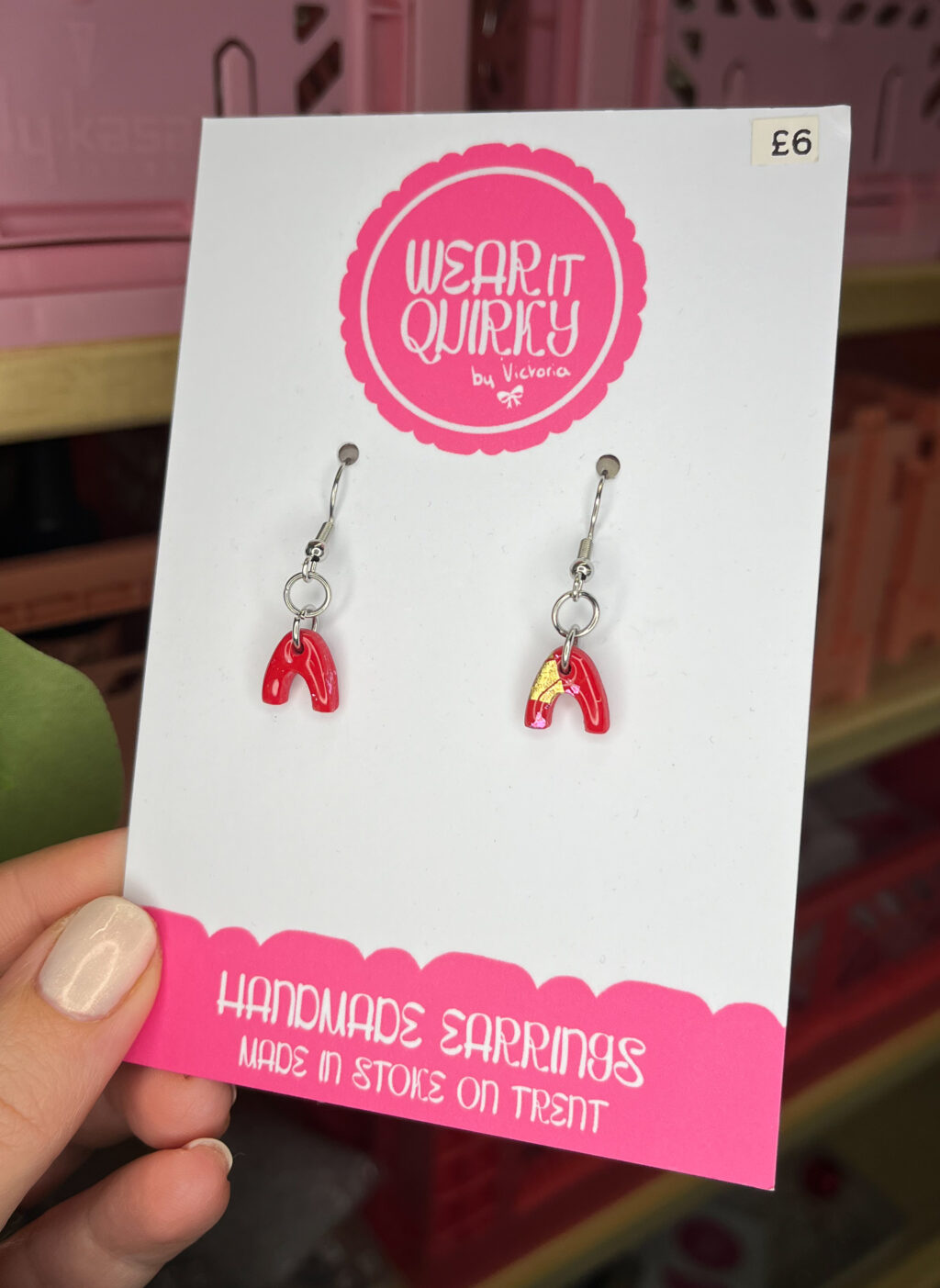 Micro Red Arch Dangle Earrings