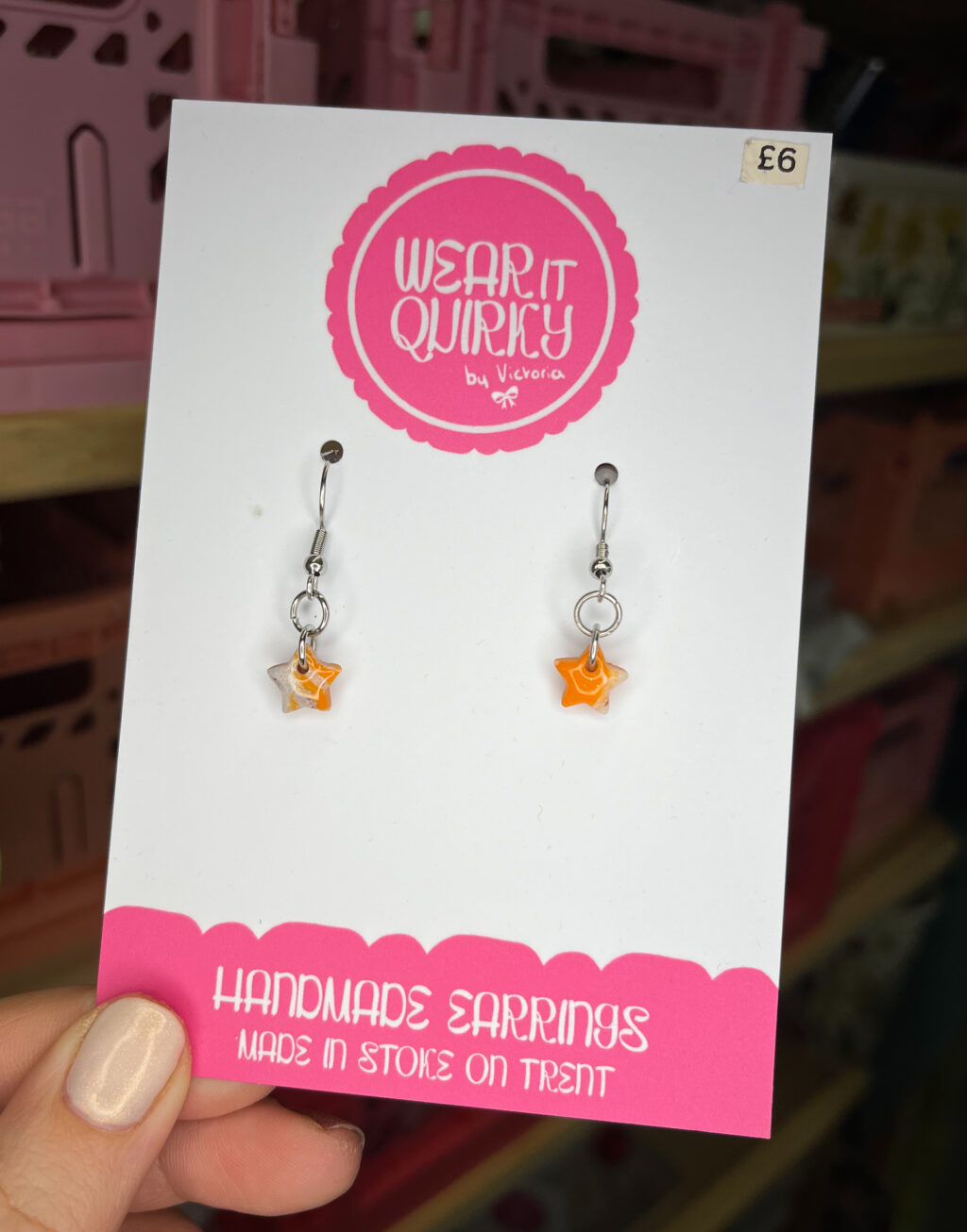 Delicate Orange Star Dangle Earrings