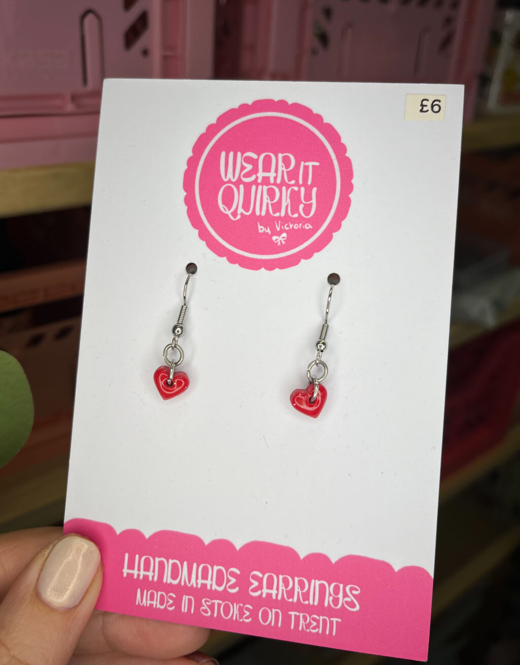 Micro Red Heart Dangle Earrings