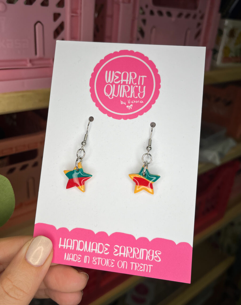 Stripey Star Dangle Earrings