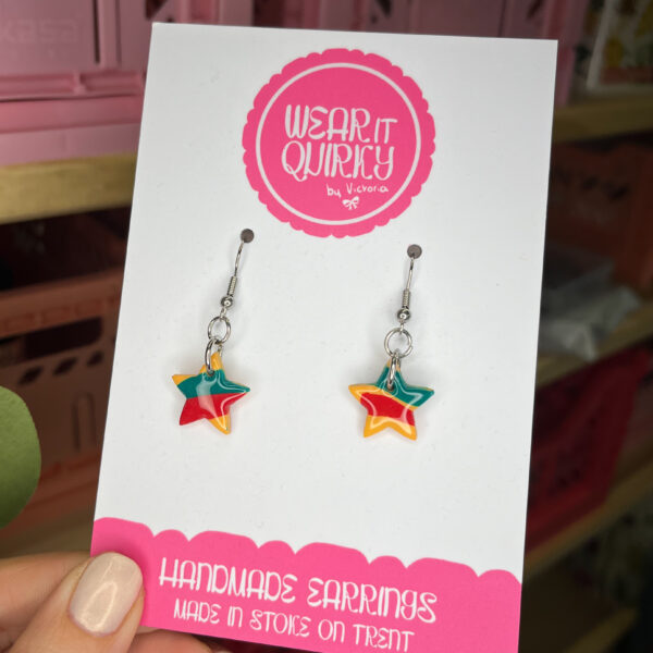 Stripey Star Dangle Earrings