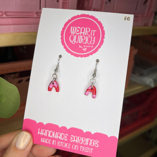 Micro Red Arch Dangle Earrings