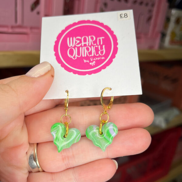 Green Huggie Hoop Hearts