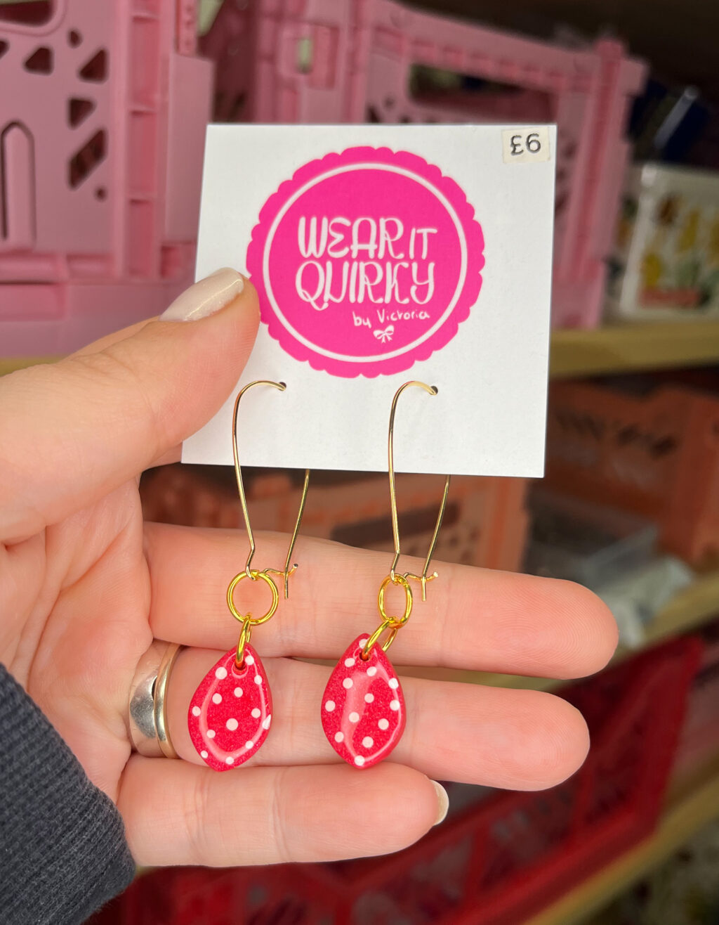 Red Spotty Drop Earrings