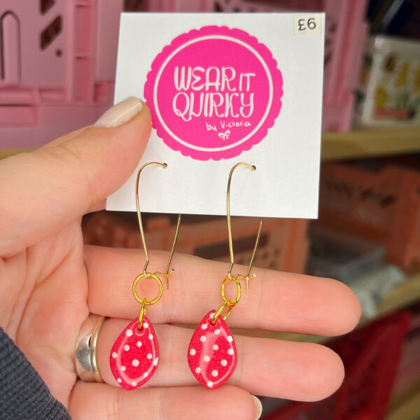 Red Spotty Drop Earrings