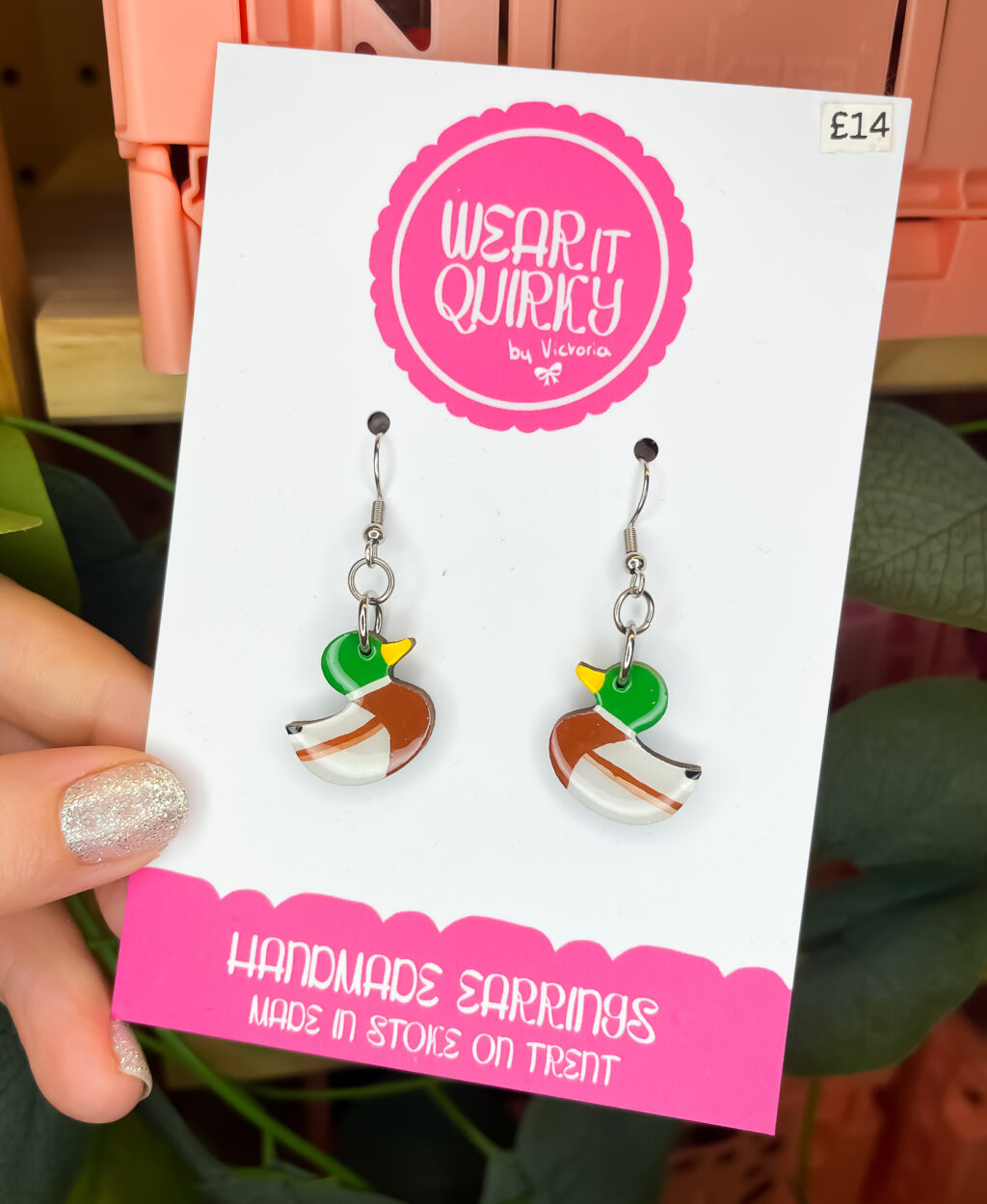 Small Mallard Duck Dangle Earrings