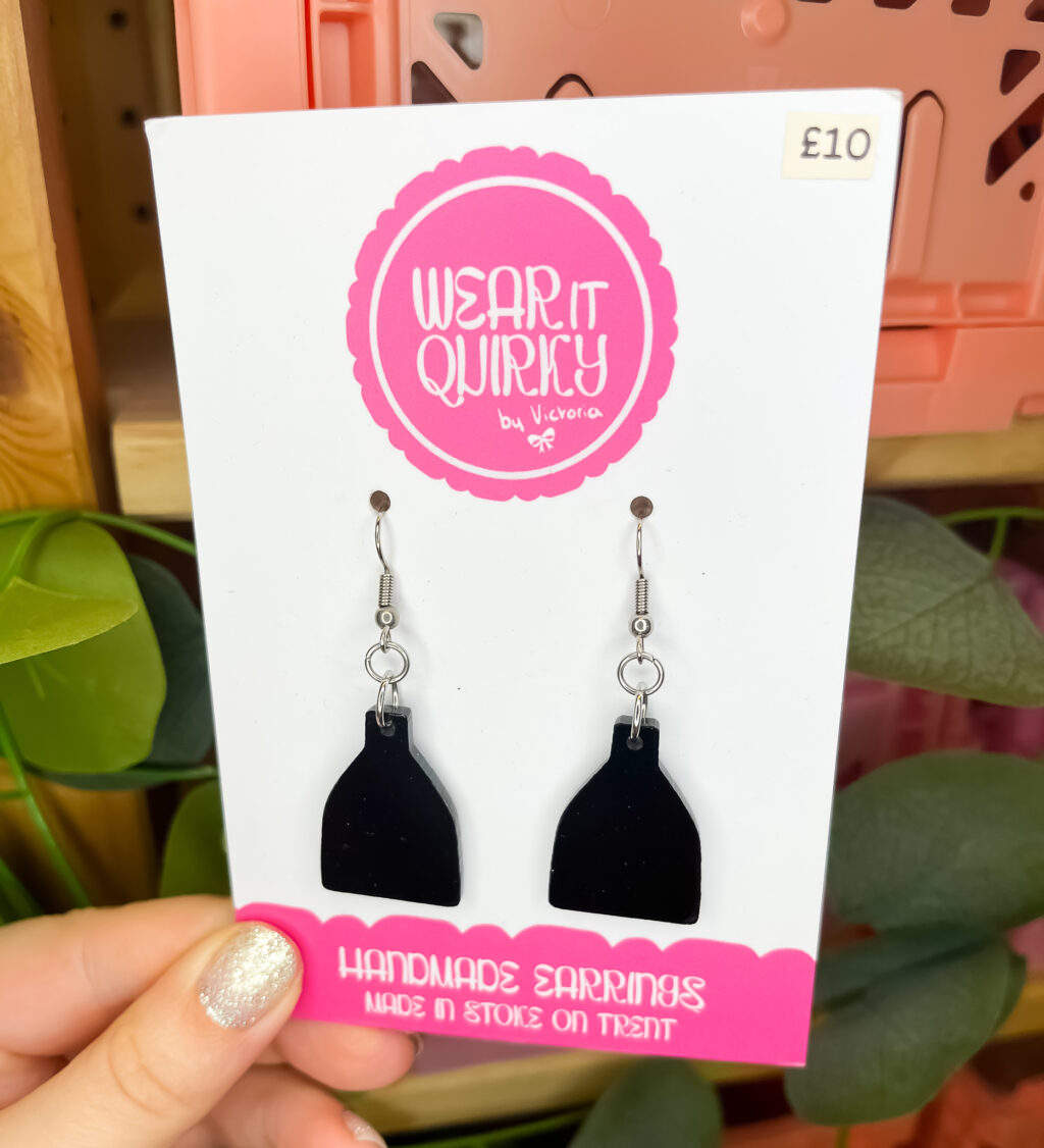 Black Bottle Kiln Dangle Earrings