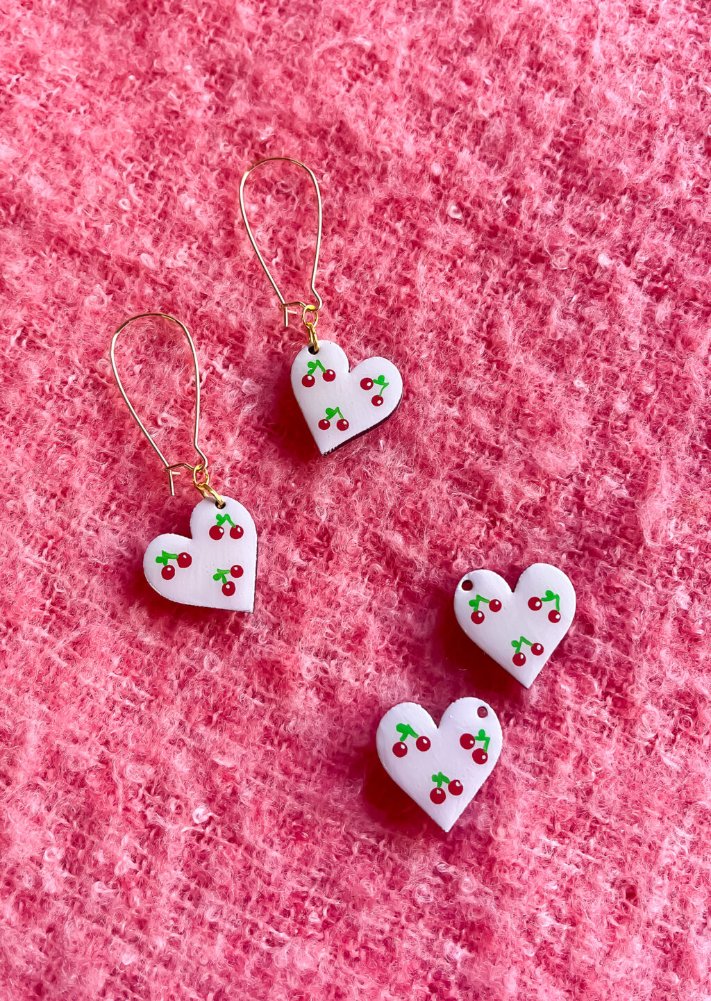 Cherry Heart Dangle Earrings